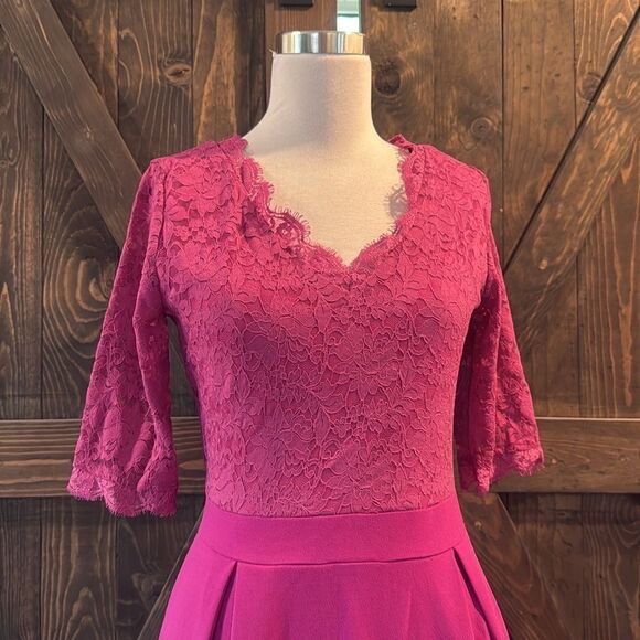 REPHYLLIS V Neck Lace Vintage Formal Bridesmaid Wedding Long Dress - Picture 3 of 10